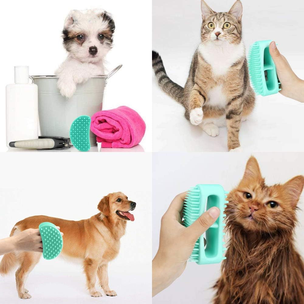 Dog Brush & Cat Brush, Soft Silicone Dog & Cat Grooming Brush, Pet Bath & Massage Brush for Cats and Dogs with Short or Long Hair, Cat Slicker Shedding Hair Brush Teal