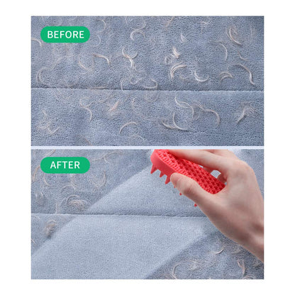 Dog Grooming Brush,  Silicone Dual Side Pet Bath Brush for Deshedding & Massaging, Hair Brush Comb for Pet, Puppy, Cats (Red)