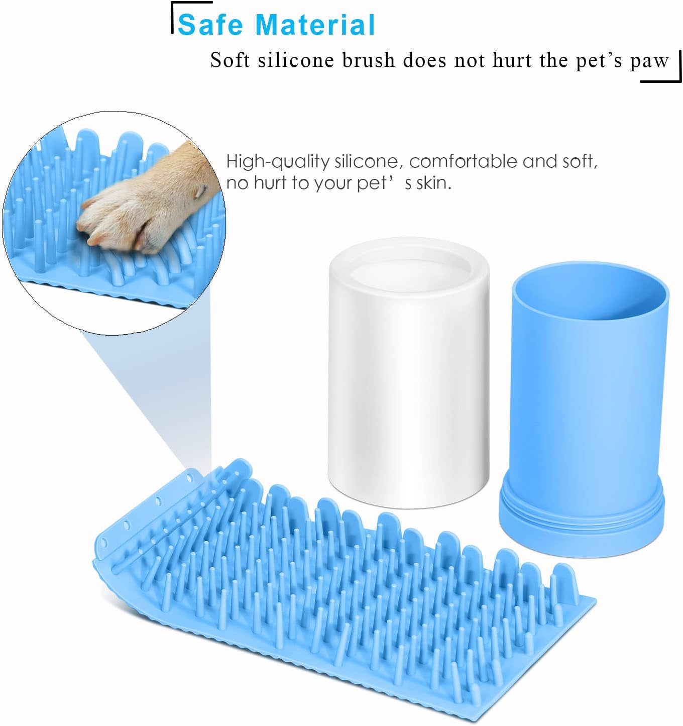 Dog Paw Cleaner, Pet Grooming Brush, Prevent Water Splashing,Soft Silicone Dog Foot Washer for Medium Dog (Blue)