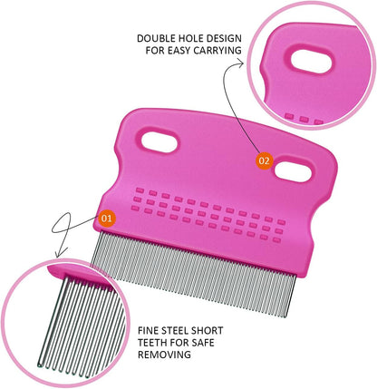 6 Pieces Pet Lice Combs Dog Grooming Flea Cat Tear Stain Comb for Removal Dandruff, Hair Stain, Nit(White, Yellow, Green, Purple, Orange, Dark Blue)