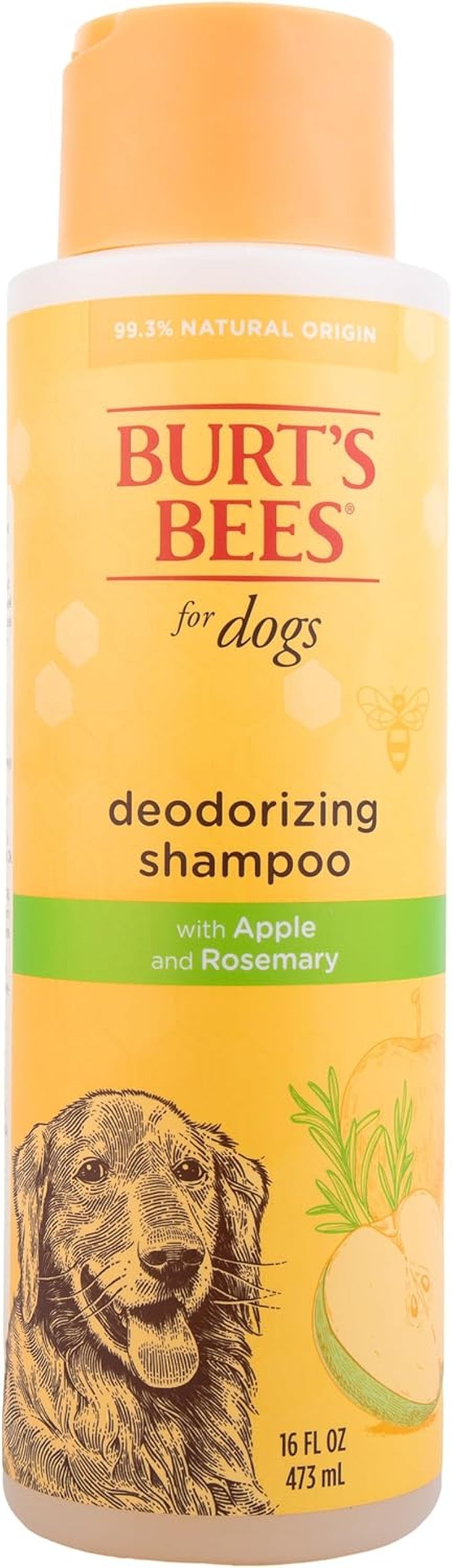 Deodorizing Dog Shampoo with Apple and Rosemary, 95% Natural Origin Formulas, Gentle Canine Cleanser for Smelly Pups, 2 Pk 16 Oz