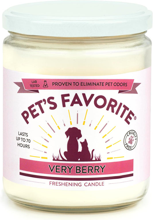 Pet Odor Candle, Clean Burning, Long Lasting Scented Candles with a Cotton Wick. (Very Berry, Pack of 1)