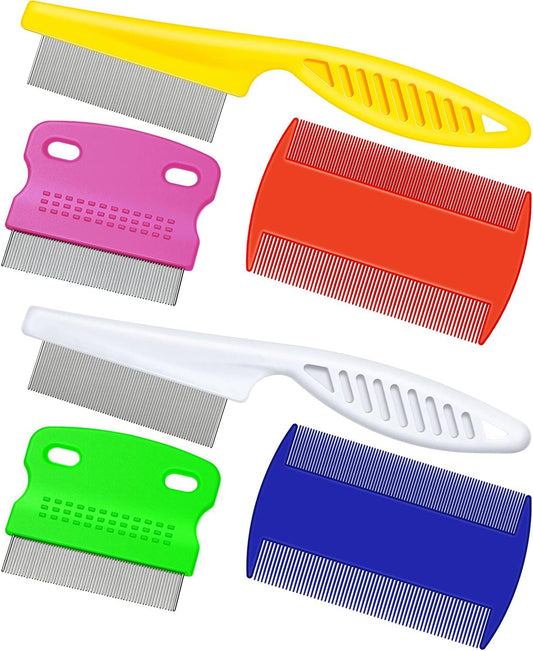 6 Pieces Pet Lice Combs Dog Grooming Flea Cat Tear Stain Comb for Removal Dandruff, Hair Stain, Nit(White, Yellow, Green, Purple, Orange, Dark Blue)