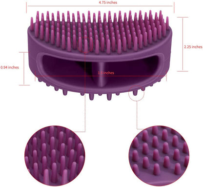 Soft Silicone Dog & Cat Grooming Brush - Pet Bath & Massage for Short or Long Hair - Slicker Shedding Hair Brush Purple