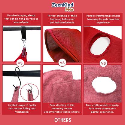 10 in 1 Cat & Dog Grooming Hammock Harness with Nail Clippers & File, Comb, & Hanging Pet Grooming Hammock| Cat & Dog Sling Restraint Bag Holder for Nail Trimming/Clipping & Bathing- Small