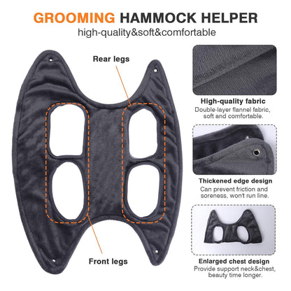 Pet Dog Grooming Hammock Harness Helper 5In1 Hammock Restraint Bag for Small Medium Large Dogs&Cats Grooming Hammock Drying Towels for Bathing Washing and Nail Trimming with Nail Clippers Comb