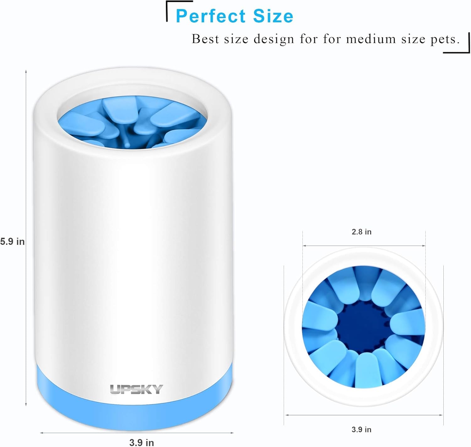 Dog Paw Cleaner, Pet Grooming Brush, Prevent Water Splashing,Soft Silicone Dog Foot Washer for Medium Dog (Blue)