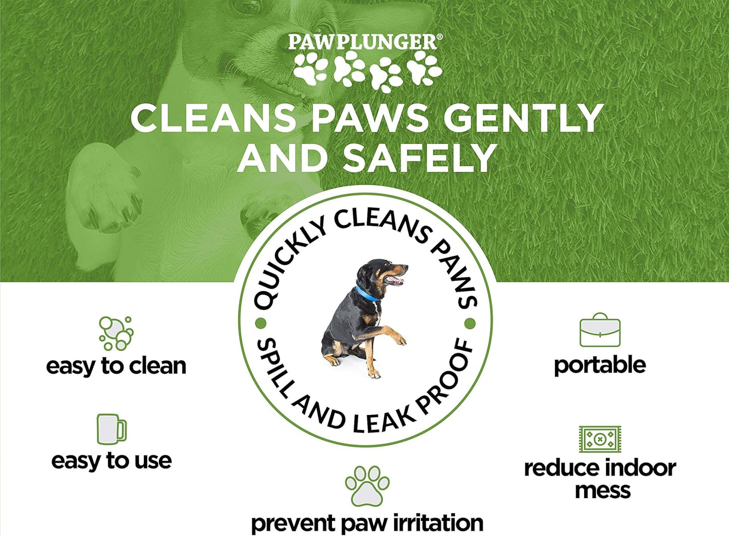 Paw Plunger – Dog Paw Cleaner - Dog and Puppy Essentials - Portable Dirty Paw Washer - Ideal for Medium Dogs - Black