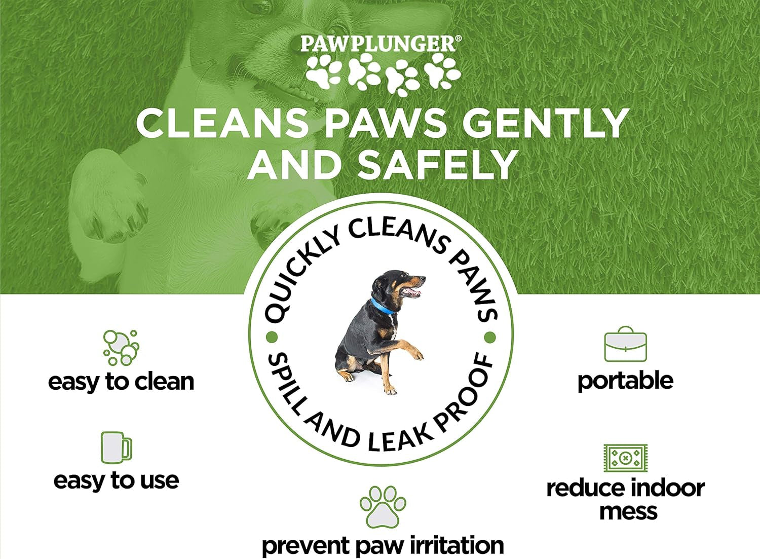 Paw Plunger – Dog Paw Cleaner - Dog and Puppy Essentials - Portable Dirty Paw Washer - Ideal for Medium Dogs - Black