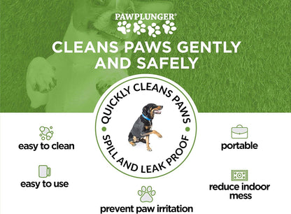 Paw Plunger – Dog Paw Cleaner - Dog and Puppy Essentials - Portable Dirty Paw Washer - Ideal for Medium Dogs - Black