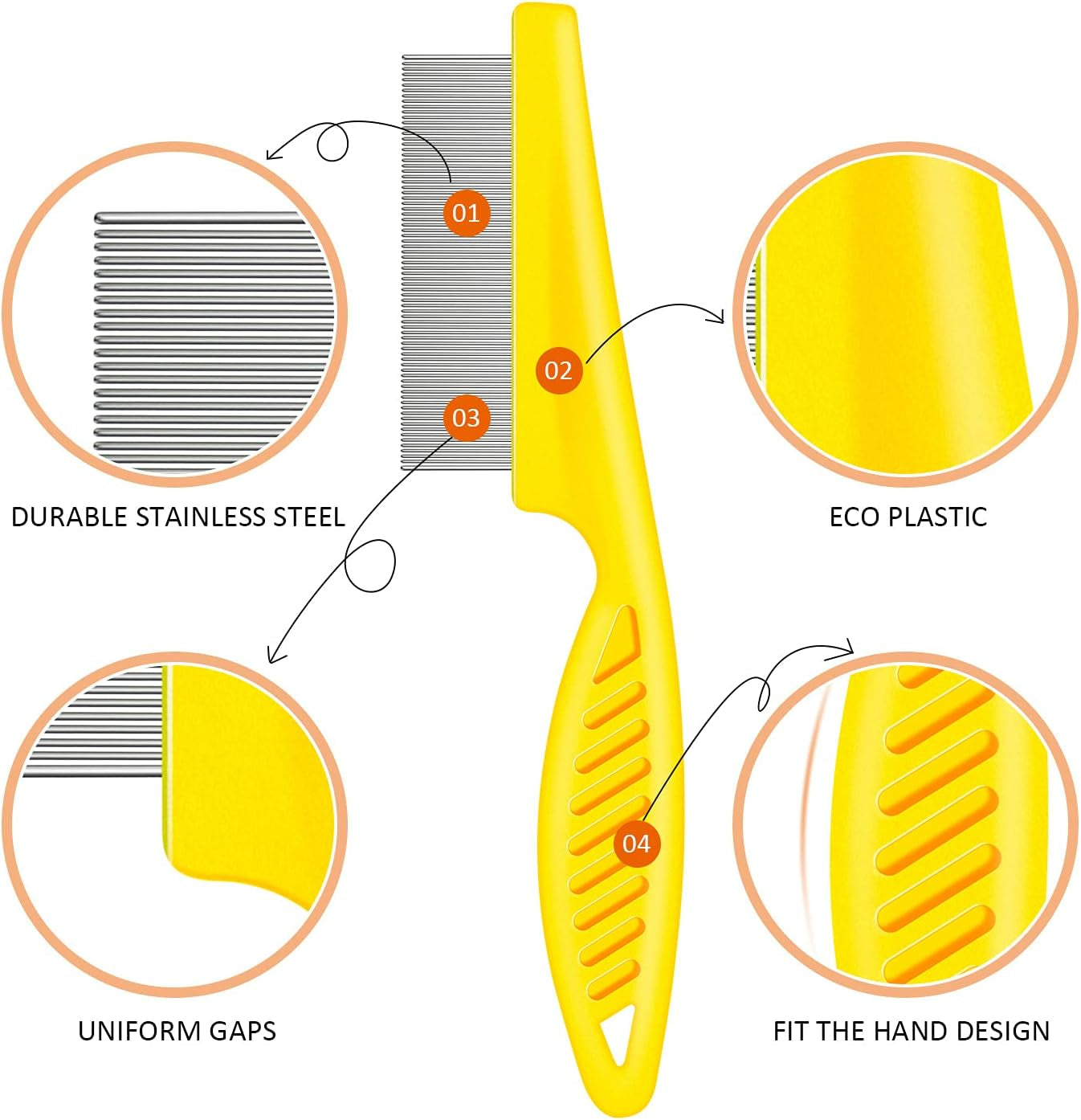 6 Pieces Pet Lice Combs Dog Grooming Flea Cat Tear Stain Comb for Removal Dandruff, Hair Stain, Nit(White, Yellow, Green, Purple, Orange, Dark Blue)