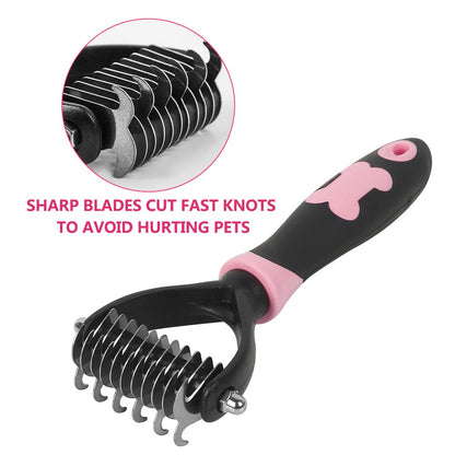 Slicker Brush for Cat & Dog - Self Cleaning Hair Brush for Shedding Removes Mats, Tangles and Loose Hair Suitable for Long & Short Hair (Undercoat Pink)