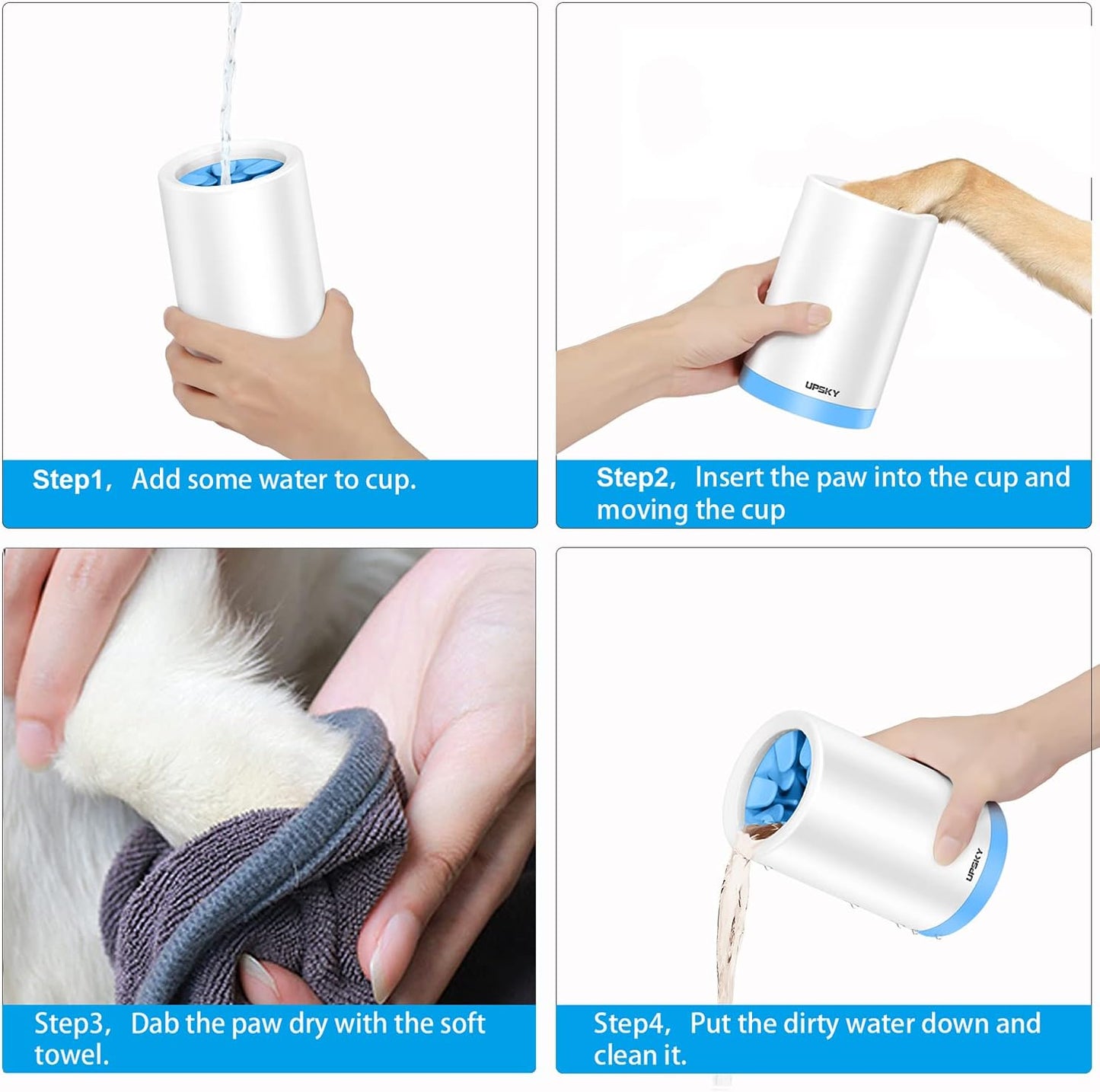 Dog Paw Cleaner, Pet Grooming Brush, Prevent Water Splashing,Soft Silicone Dog Foot Washer for Medium Dog (Blue)