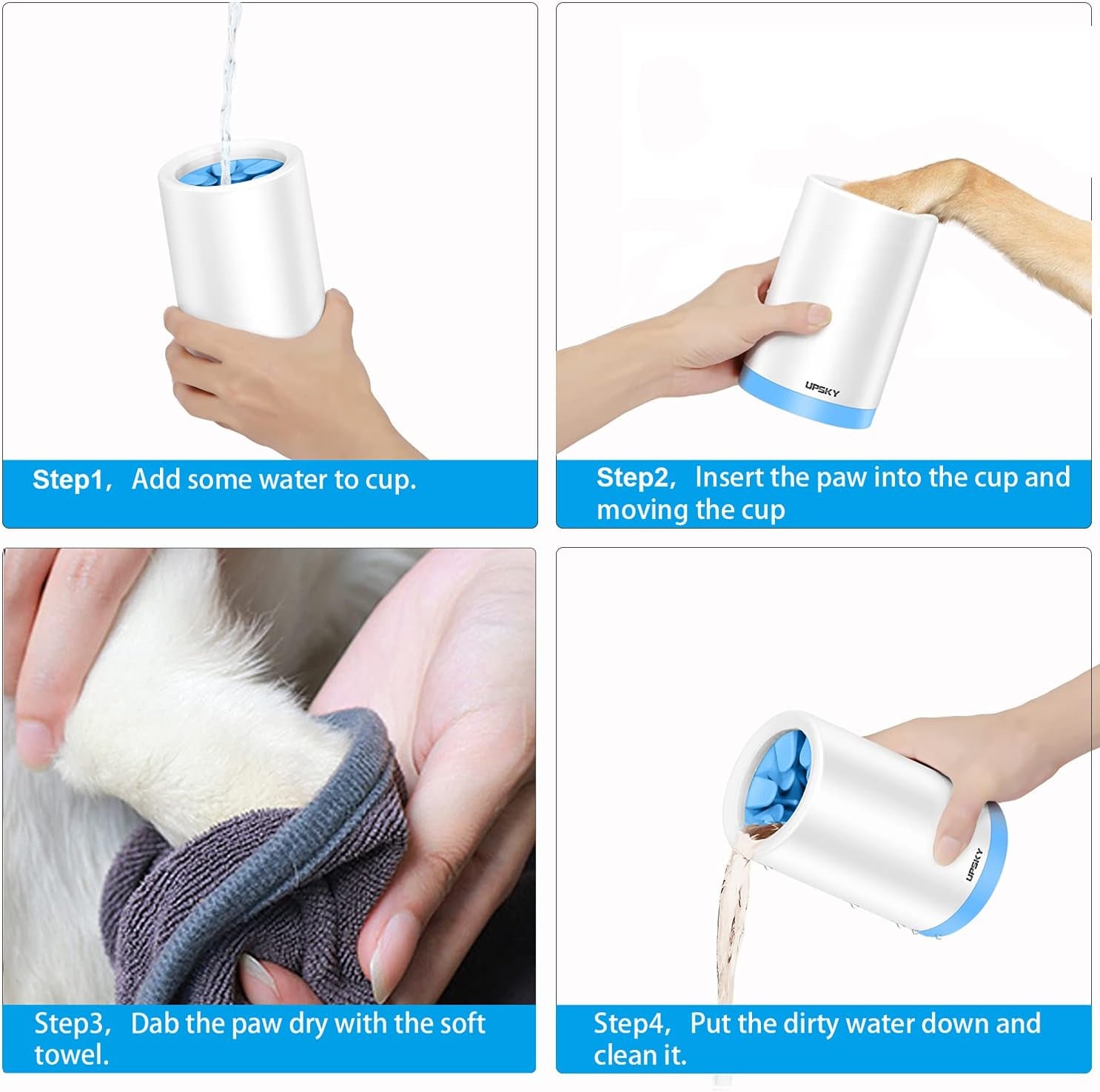 Dog Paw Cleaner, Pet Grooming Brush, Prevent Water Splashing,Soft Silicone Dog Foot Washer for Medium Dog (Blue)