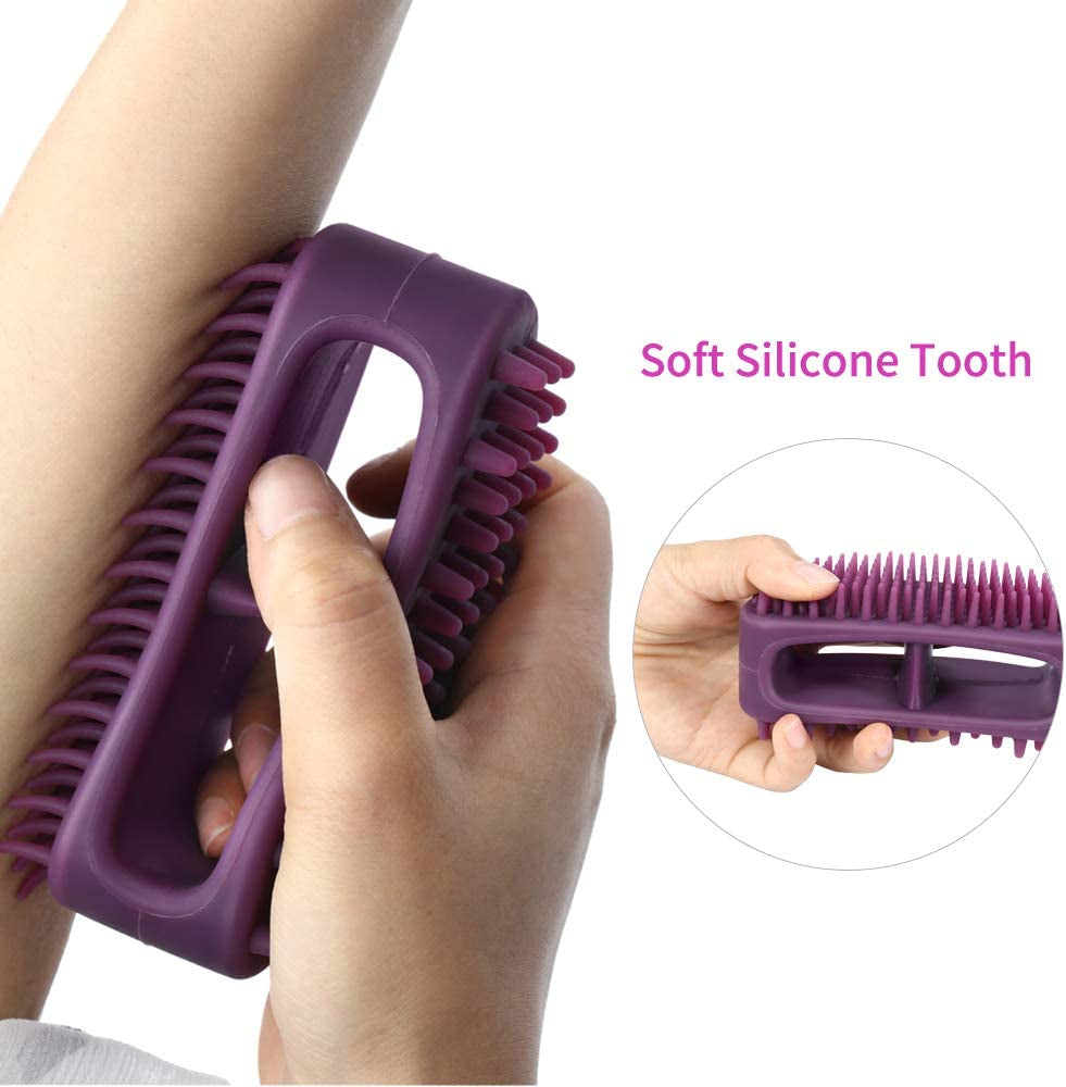 Soft Silicone Dog & Cat Grooming Brush - Pet Bath & Massage for Short or Long Hair - Slicker Shedding Hair Brush Purple