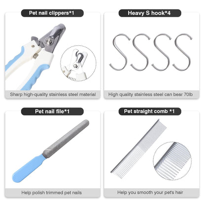 Pet Dog Grooming Hammock Harness Helper 5In1 Hammock Restraint Bag for Small Medium Large Dogs&Cats Grooming Hammock Drying Towels for Bathing Washing and Nail Trimming with Nail Clippers Comb